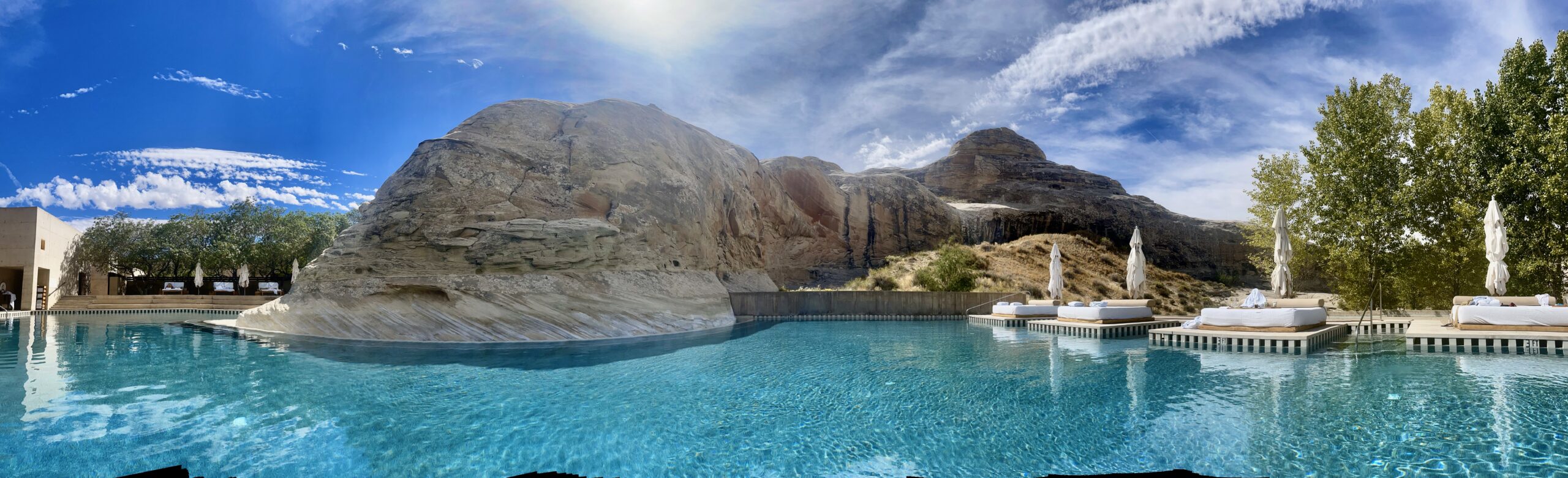 Panoramic view of the pool at Amangiri, mimicking close by Horse Shoe Bend
